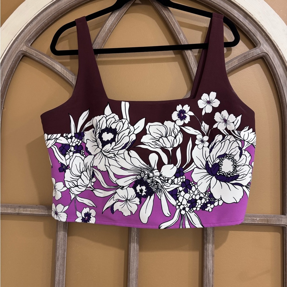 Express Floral Tank Top in Purple and Brown